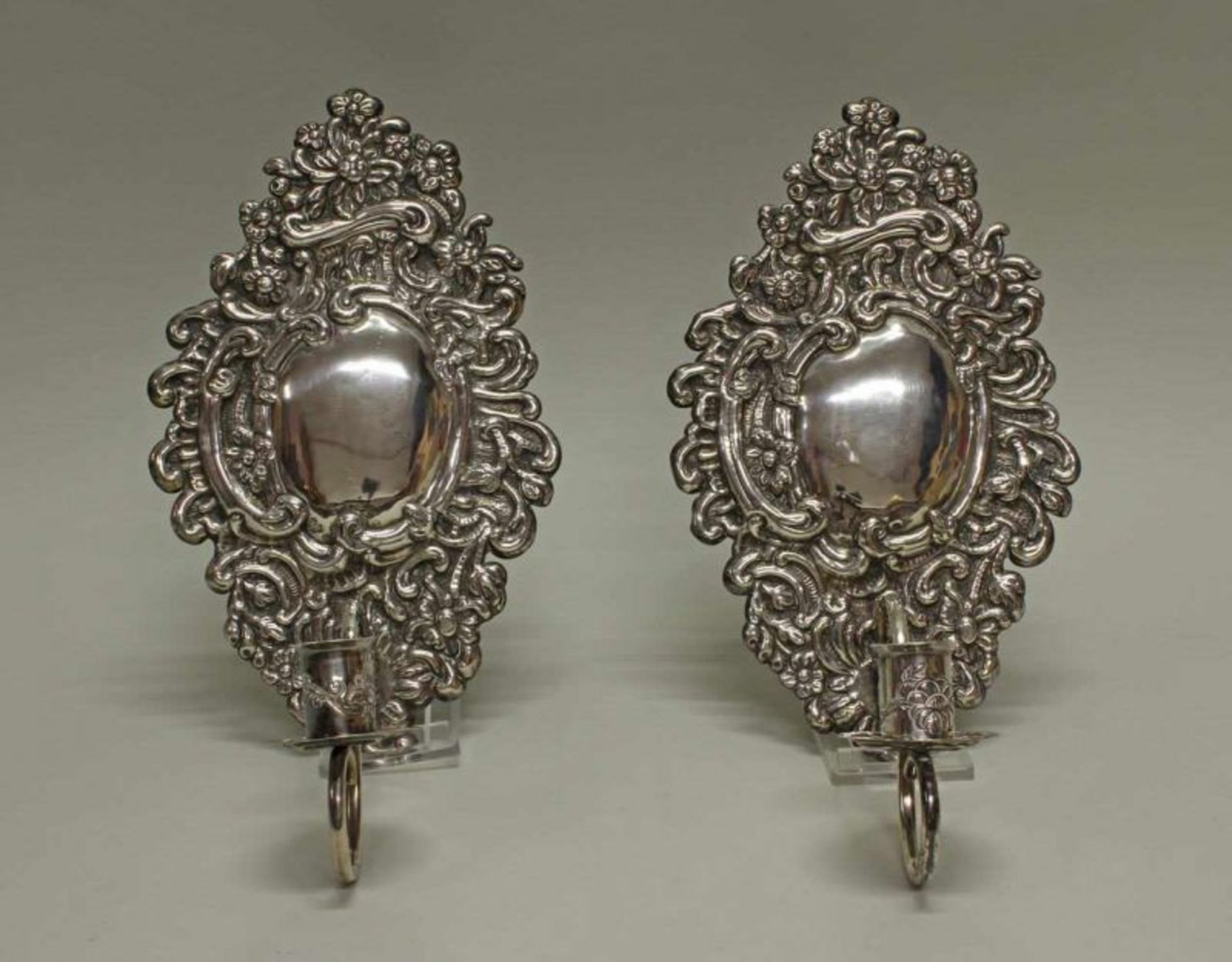 Paar Wandblaker, Silber, Stadtmarke Danzig, Meistermarke EE (wohl Emmanuel Ellerholtz 1725-1800),