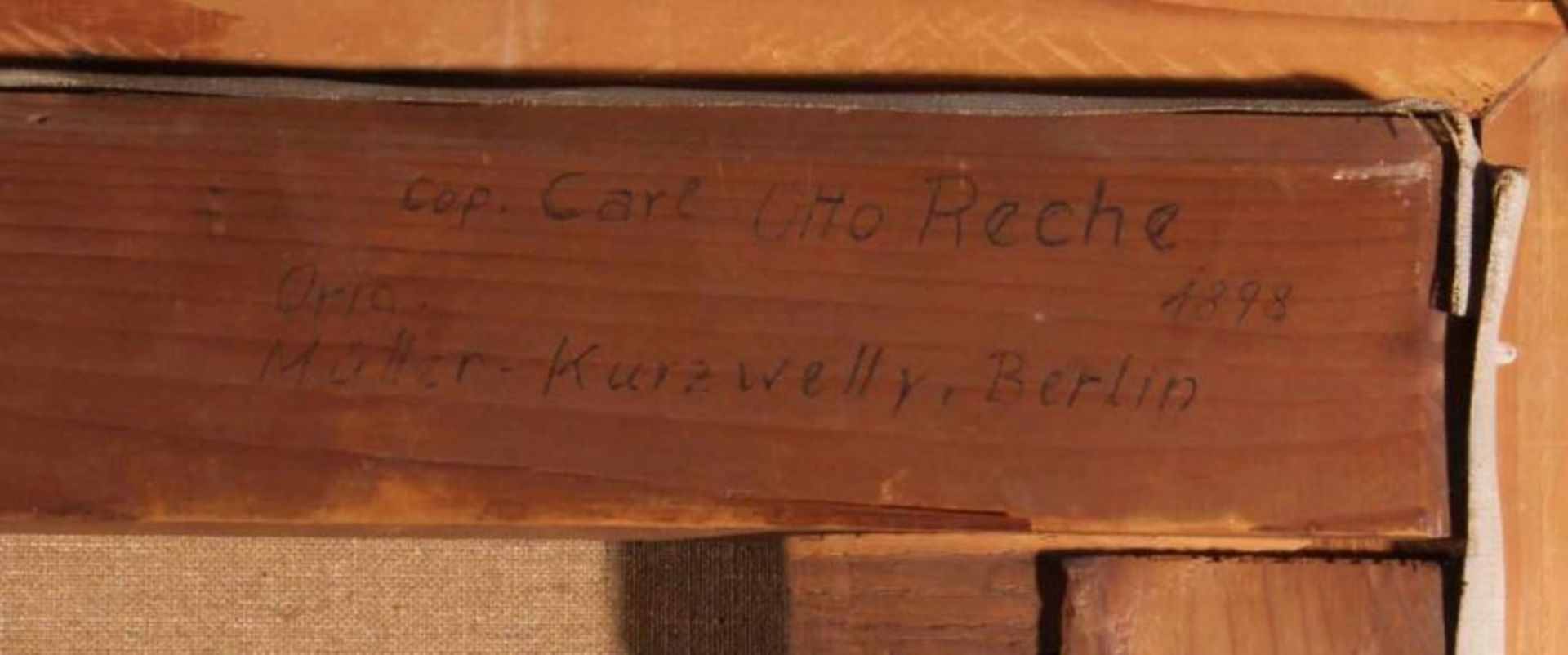 Reche, Carl Otto (19./20. Jh.), "Krähen über Winterlandschaft", Öl auf Leinwand, verso bezeichnet - Image 4 of 4