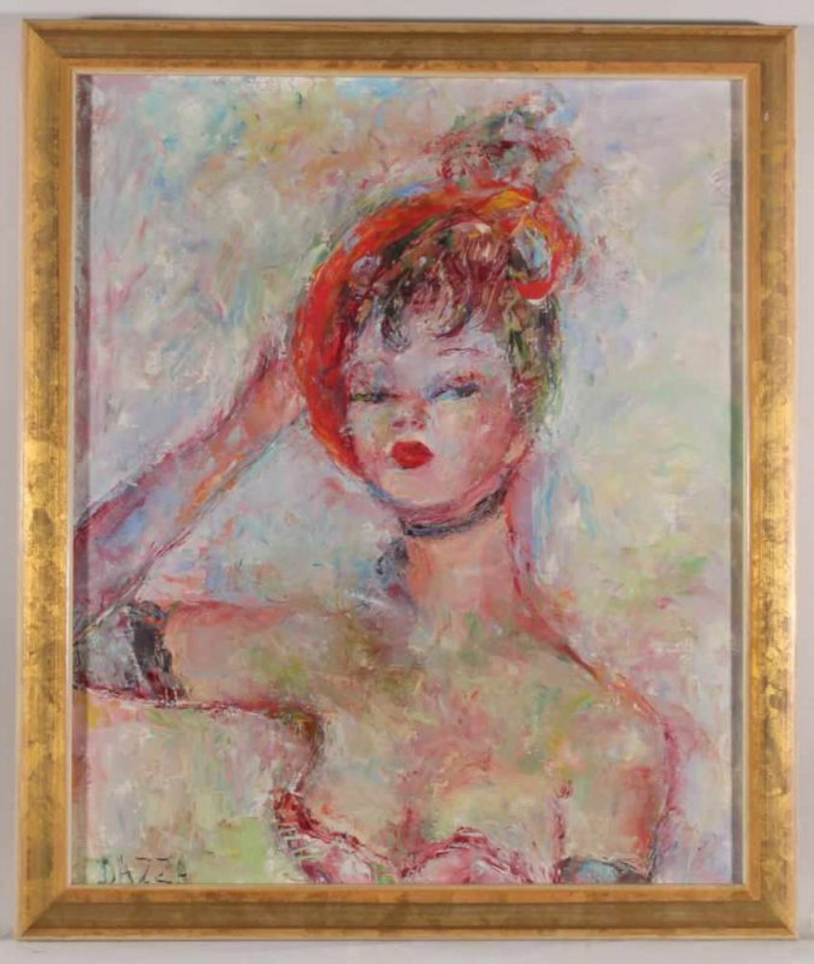 Dazza (20. Jh.), "Junge Frau mit Hut", Öl auf Leinwand, signiert unten links Dazza, 54 x 45 cm 20.00 - Image 2 of 4