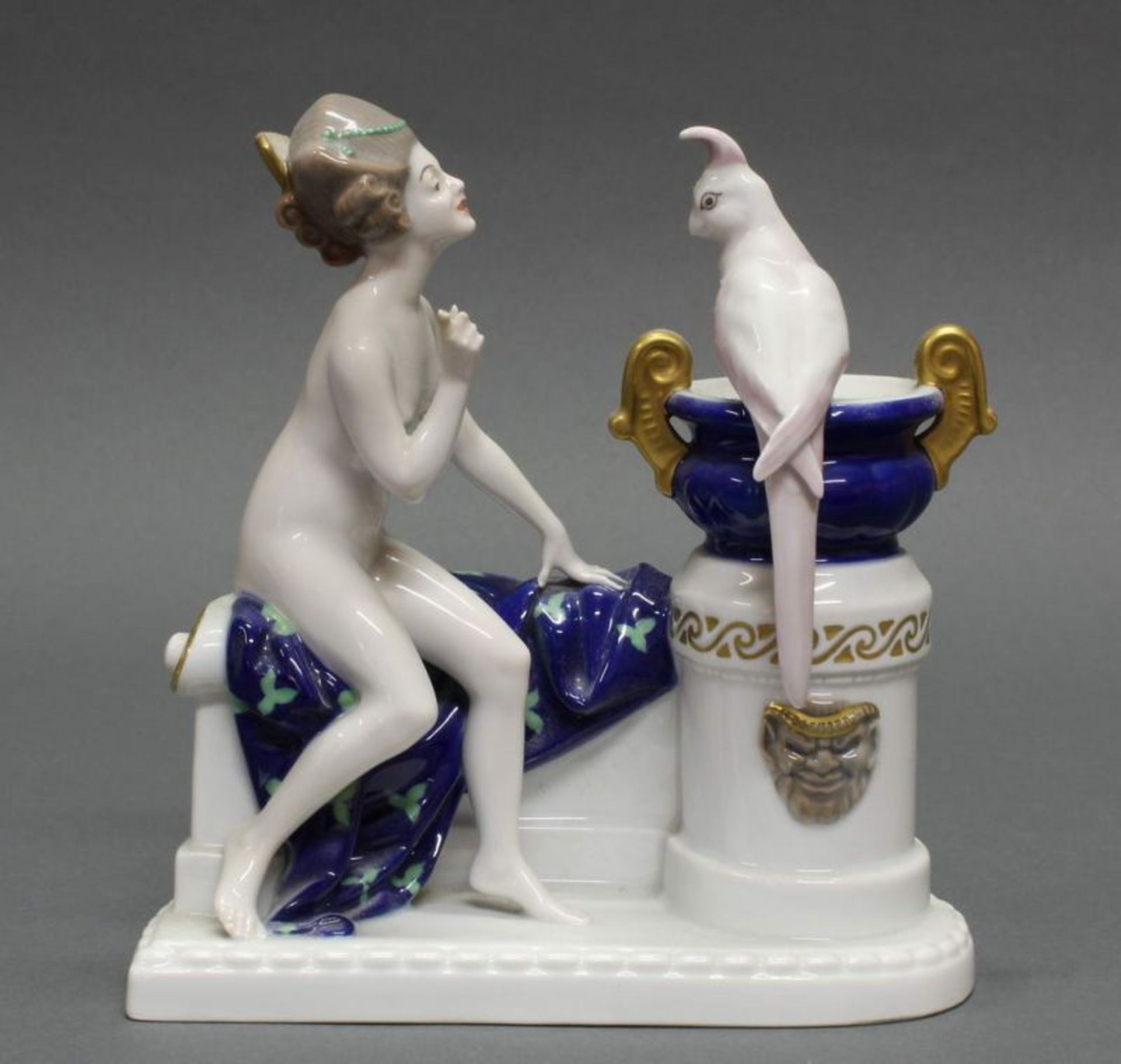 Porzellanfigur, "Venus mit Papagei", Rosenthal, Selb-Bavaria, Modellnummer 288, polychrom und