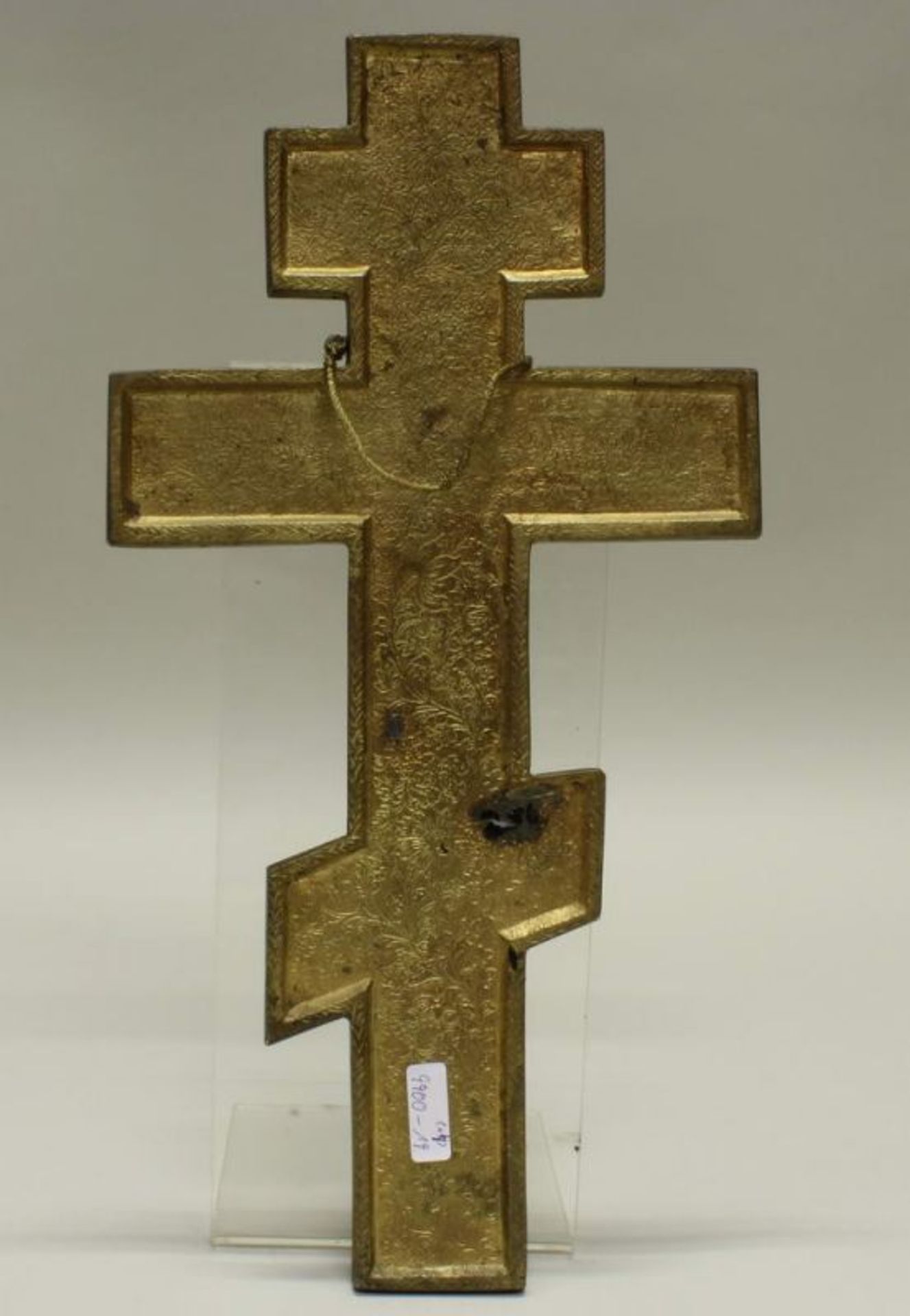 4 verschiedene Gelbgüsse, Russland, 19./20. Jh.: Kreuz, 37 x 19 cm; Hauskreuz, 21.5 x 14 cm; "Hl. - Image 3 of 8