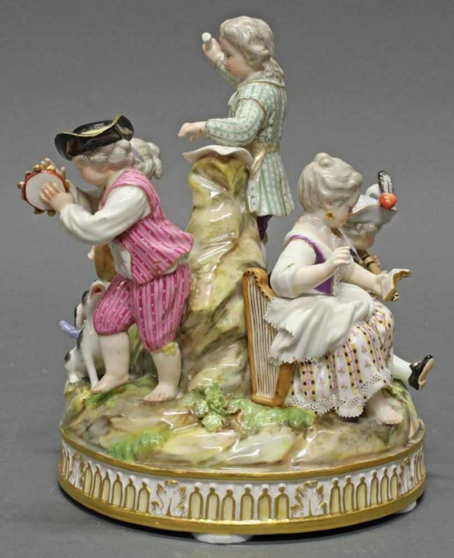 Porzellangruppe, "Fünf musizierende Kinder", Meissen, Schwertermarke, 1850-1924, 1. Wahl, - Image 2 of 5