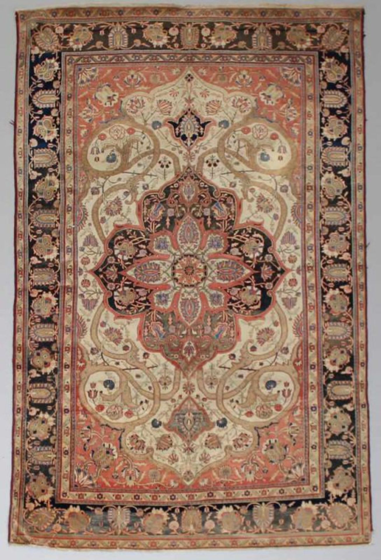 Sarough, Persien, alt, ca. 2.05 x 1.30 m, Flor partiell reduziert, kleine Beschädigung 20.00 %