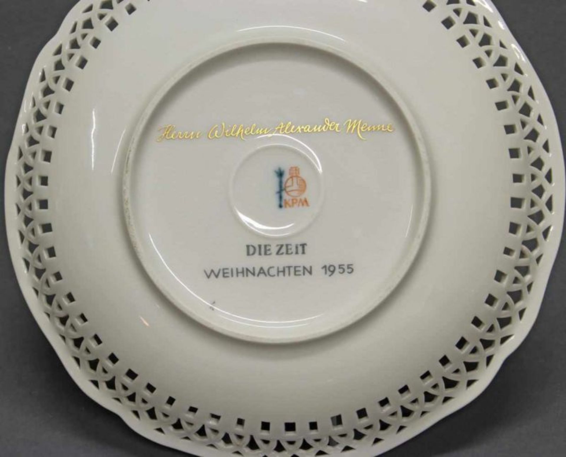 Englischer Korb, 2 Korbschalen, Durchbruchteller, Doppelschale, KPM Berlin, 1950/60er Jahre, bunte - Image 2 of 2