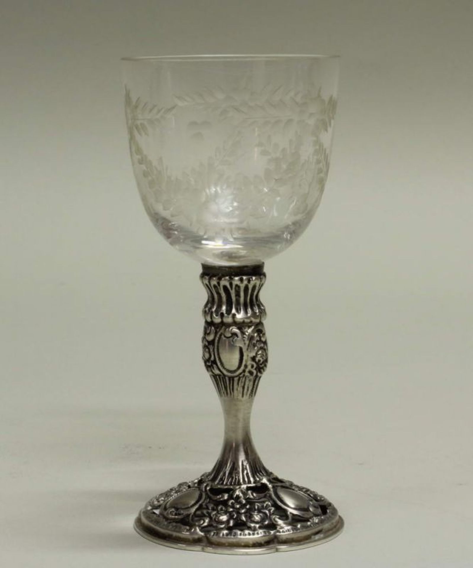 Karaffe, Silber 800, geschliffenes Glas, Henkel und Mantel aus Silber, 22 cm hoch; 5 - Image 3 of 3