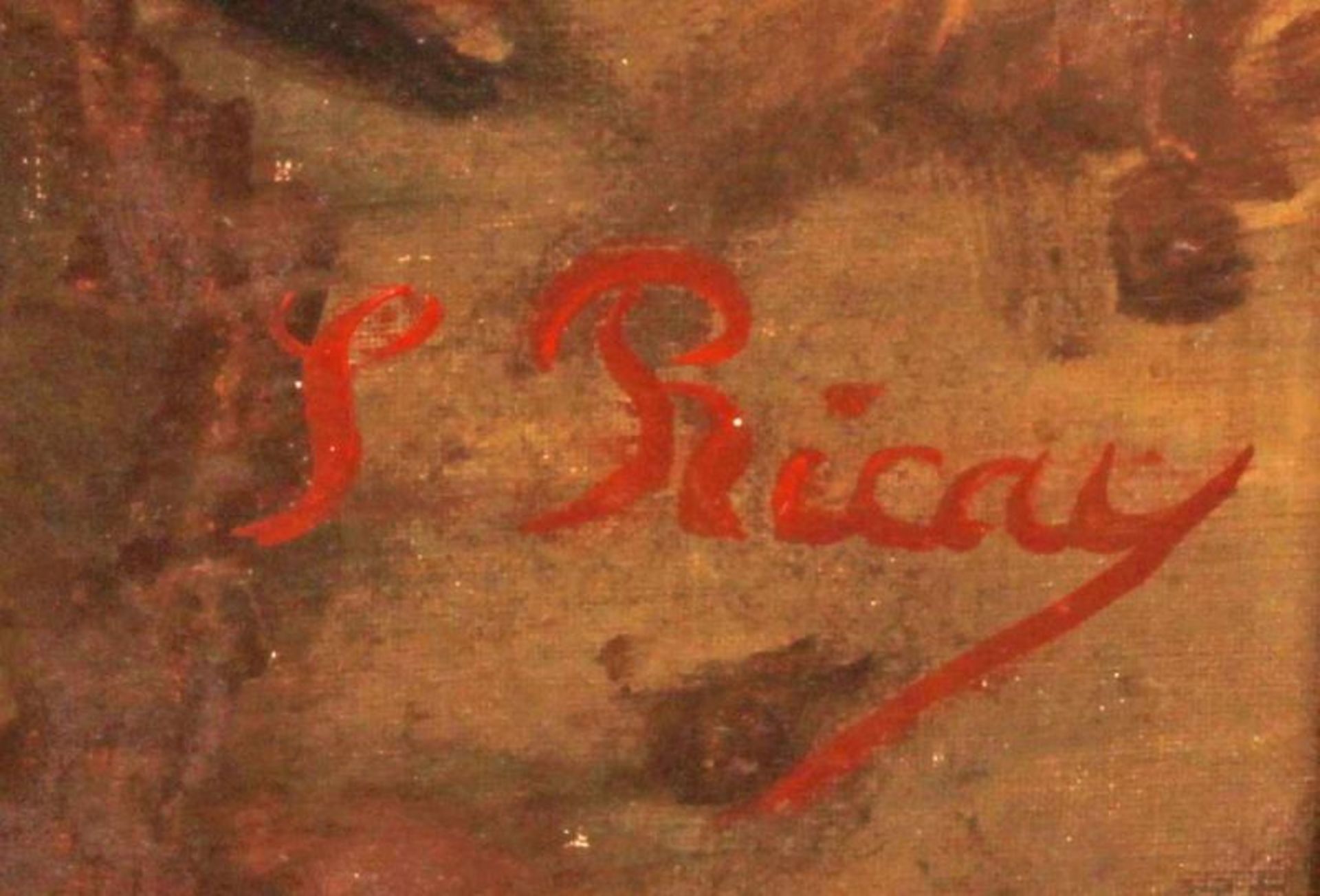 Ricay, S. (19./20. Jh.), 2 Gemälde, "Mittelalterliche Reiterszenen", Öl auf Leinwand, doubliert, - Image 9 of 10