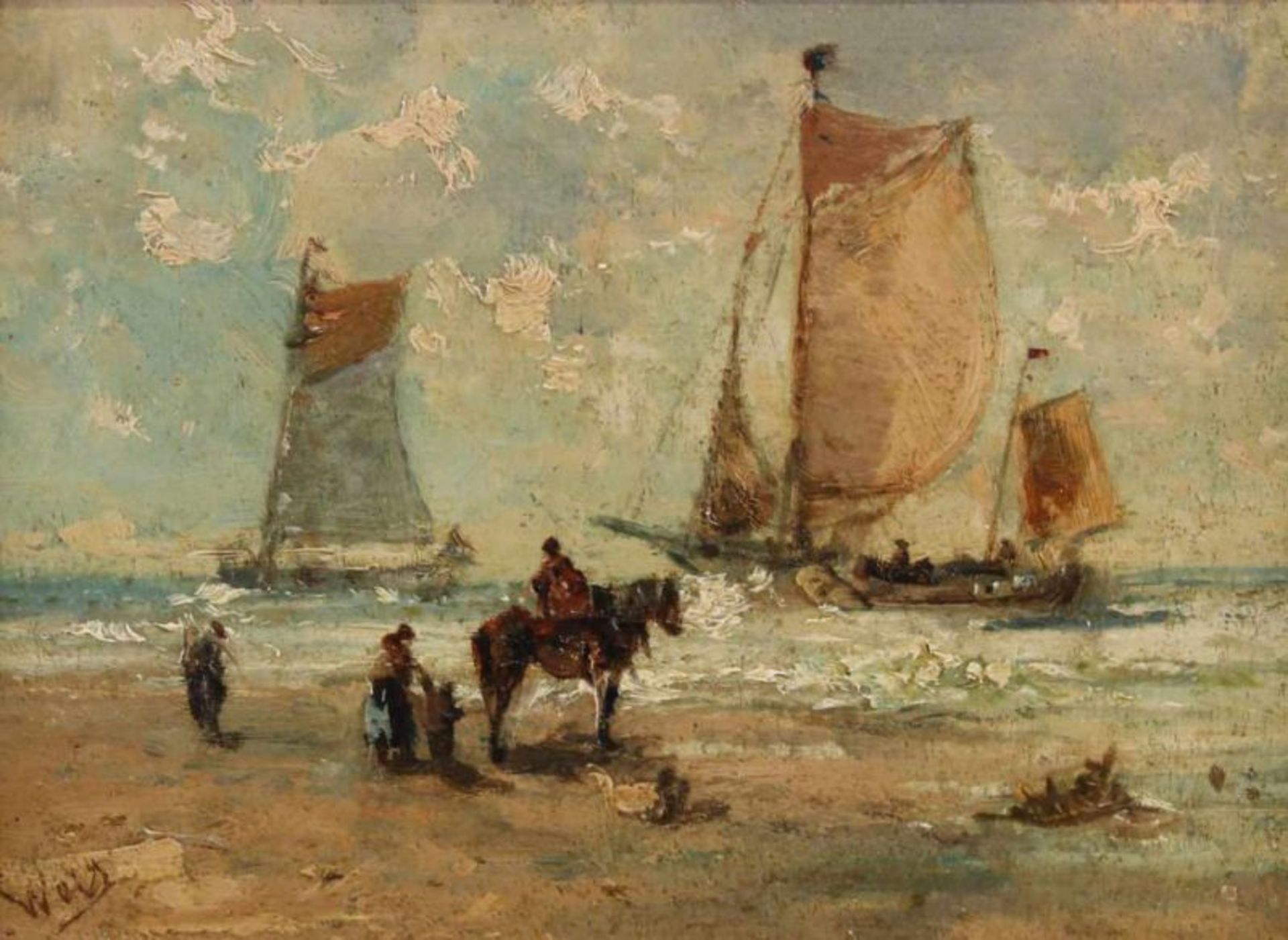 Weiz (19./20. Jh.), "Boote am Strand", Öl auf Holz, signiert unten links Weiz, 20 x 27 cm 20.00 %