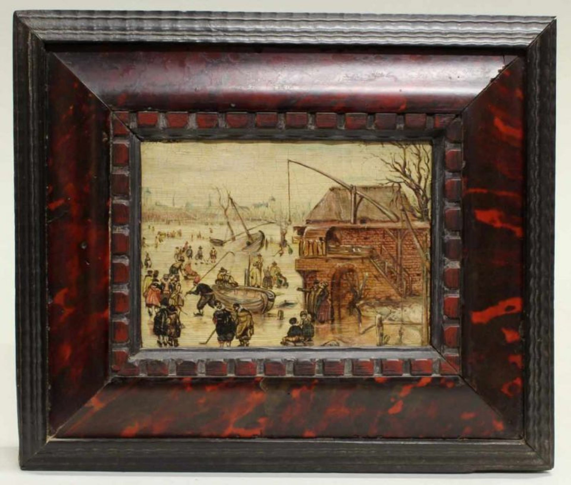 Unbekannter Maler (19./20. Jh.), "Wintervergnügen vor der Stadt", Öl auf Leinwand, auf Holz, 9.5 x - Image 2 of 3