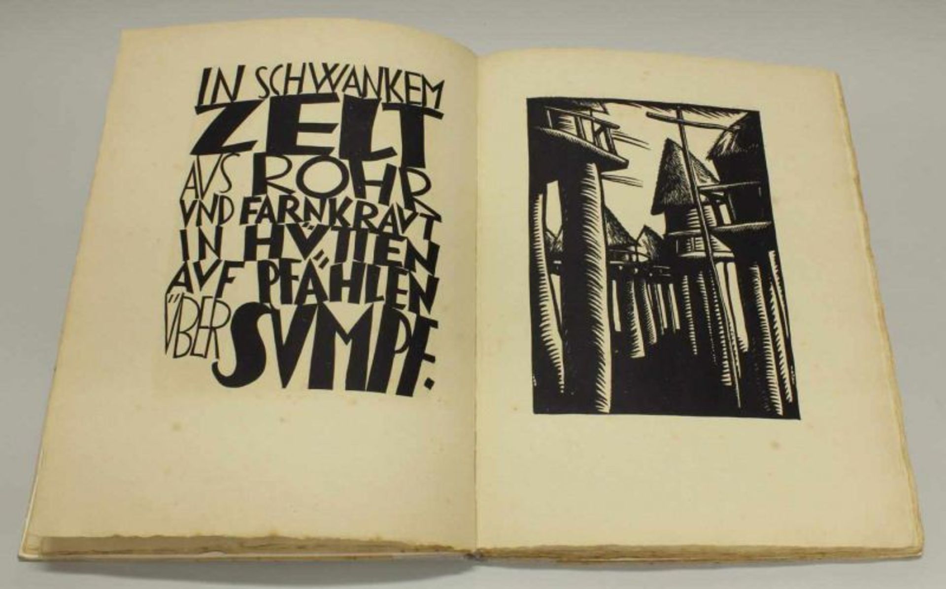 Buch, "Die neue Stadt", O.R. Schatz, mit Holzschnitten, 1926-27, leicht fleckig 20.00 % buyer's - Image 4 of 4