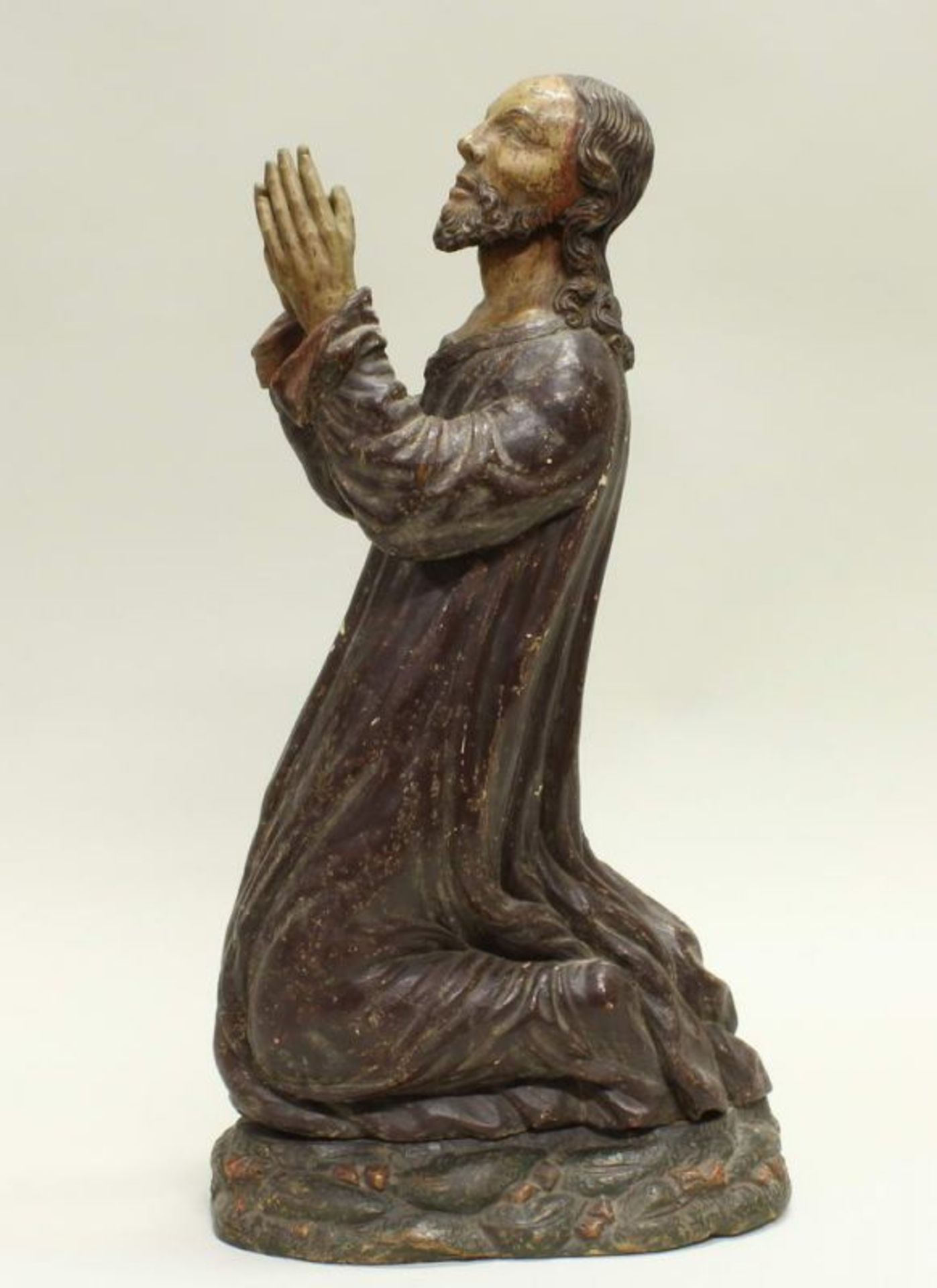 Skulptur, Holz geschnitzt, "Christus am Ölberg", 49 cm hoch, 16. Jh., mit späterer Fassung, leicht - Image 3 of 6