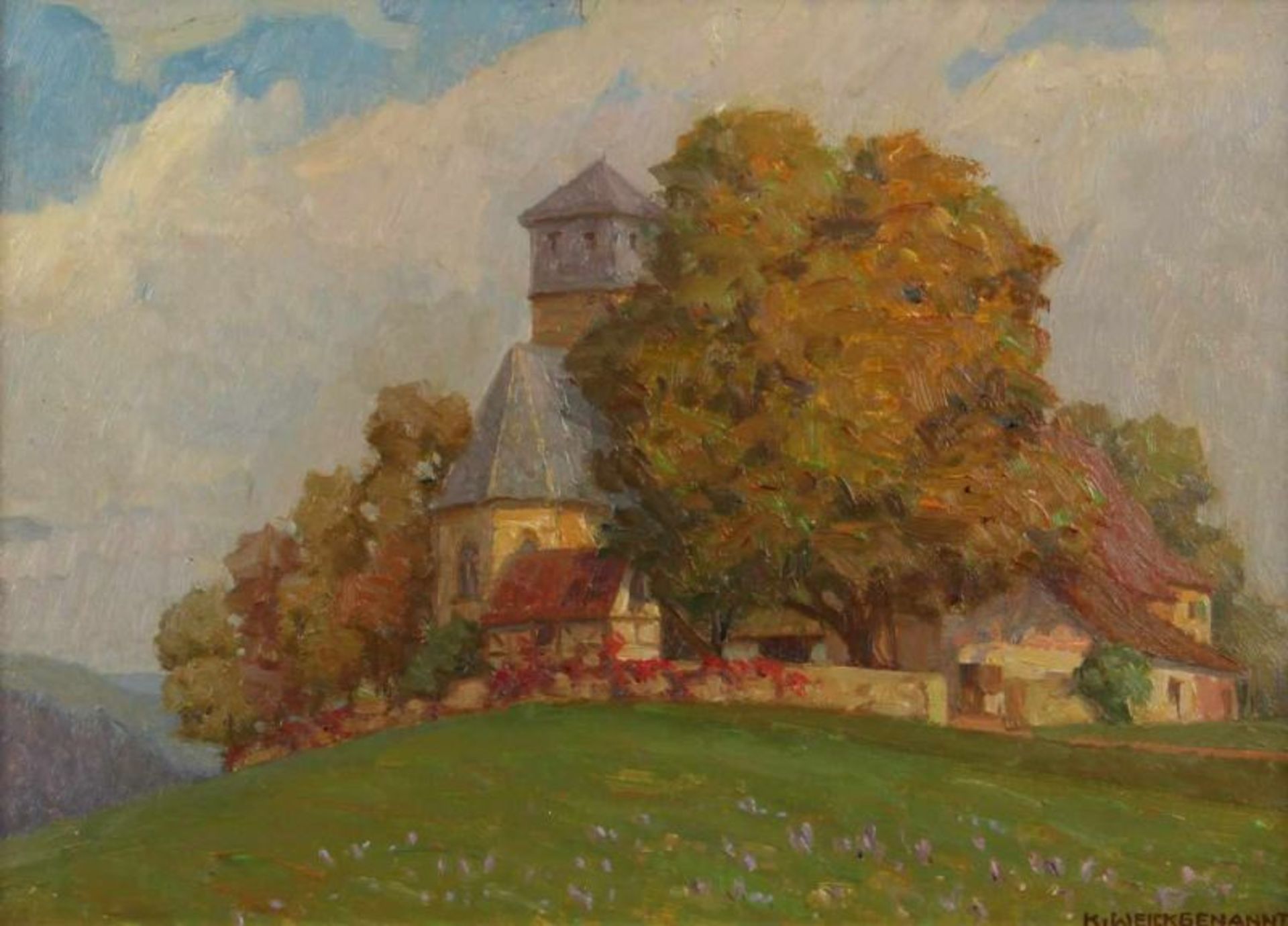 Weickgenannt, Karl (1896 Kehl - 1976 Karlsruhe, Landschaftsmaler), "Ottilienberg Eppingen", Öl auf