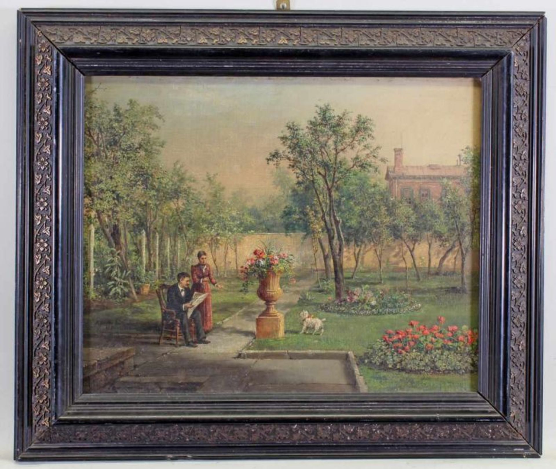 Chapman, John Linton (1839 Washington - 1905), wohl, "Ehepaar im Garten", Öl auf Leinwand, - Image 2 of 5