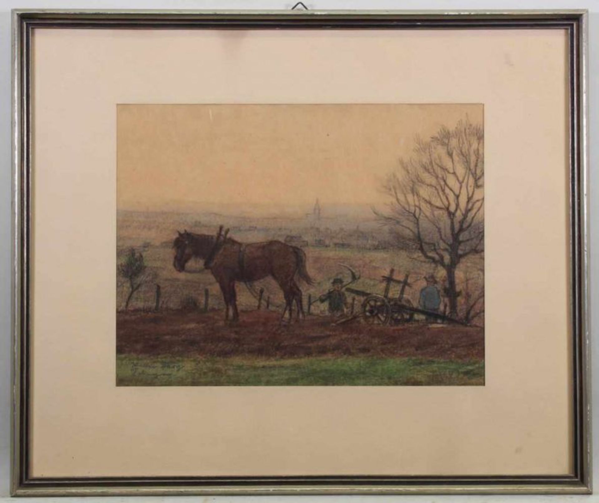 Berg, Walter (geb. 1906 Solingen, Stillleben- und Landschaftsmaler), Mischtechnik, "Bauern auf einer - Image 2 of 3