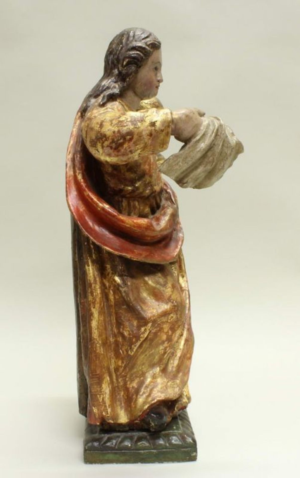 Skulptur, Holz, gefasst, "Maria Magdalena", Spanien, 17. Jh., 57 cm hoch, mit Teilen der - Image 5 of 5