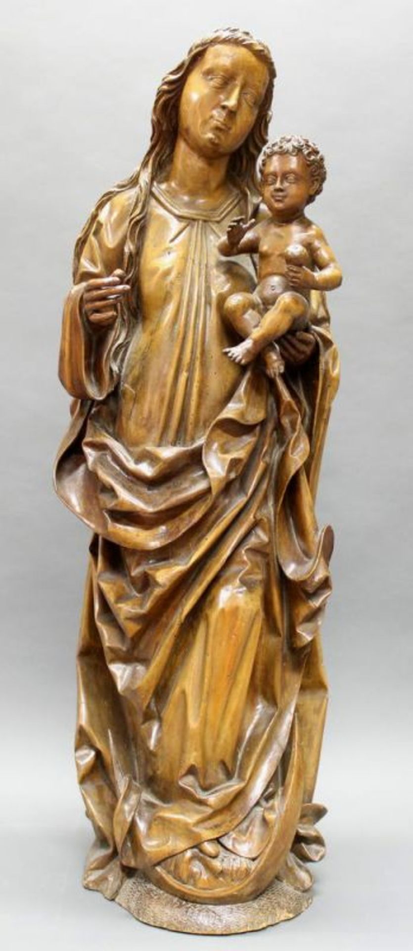 Skulptur, Holz geschnitzt, "Madonna mit Kind", wohl Lindenholz, Nürnberg um 1520/1525,