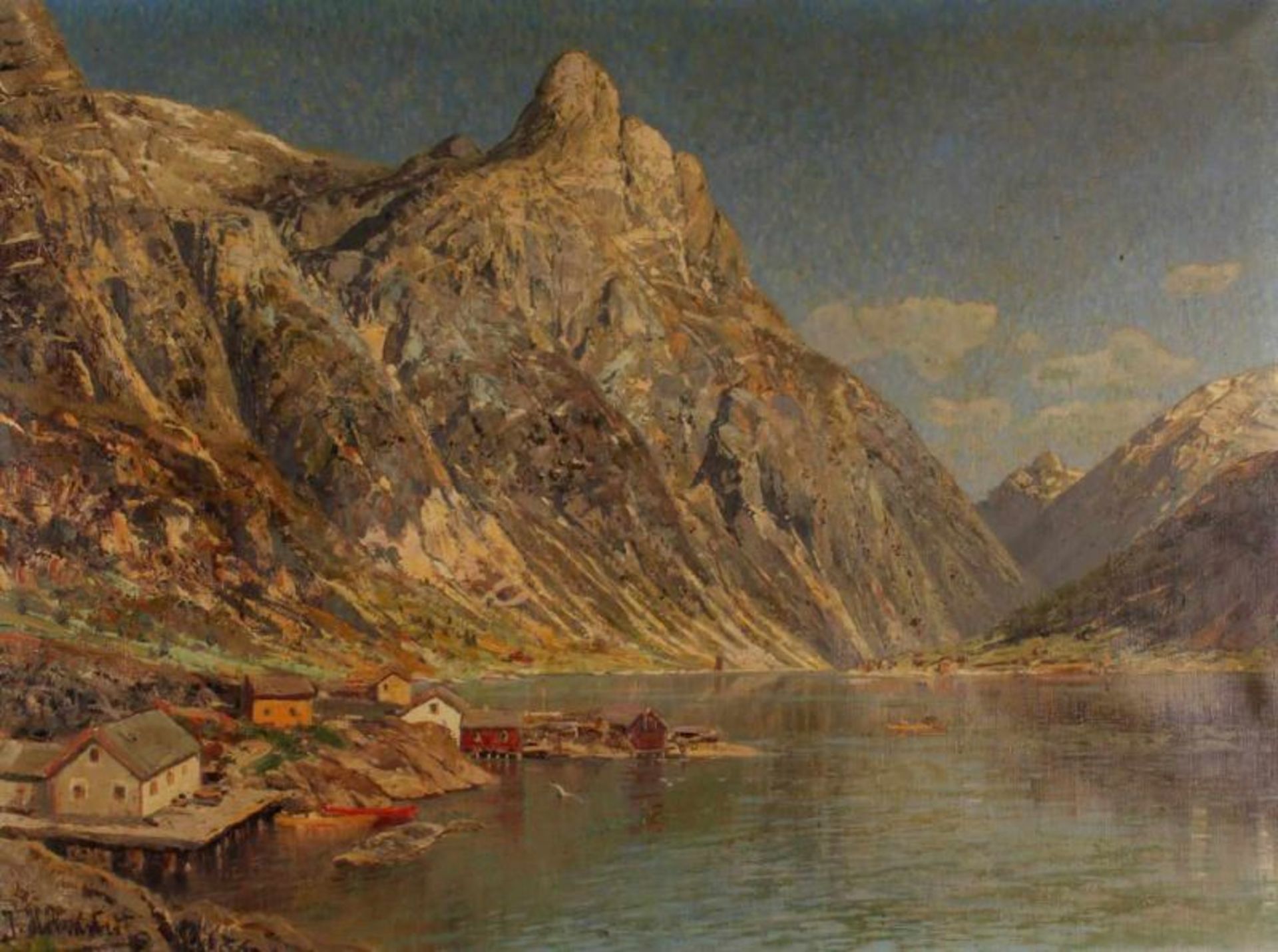 Holmstedt, Johann (1851 Schweden - 1929, Landschaftsmaler), "Norwegische Fjordlandschaft", Öl auf