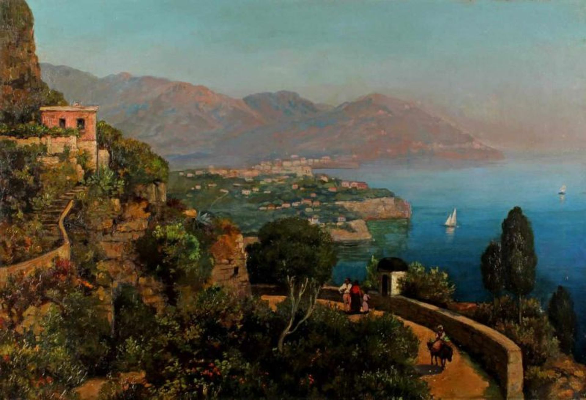 Arnegger, Alois (1879 Wien - 1963 ebda., Landschaftsmaler), zugeschrieben, "An der Amalfi-Küste", Öl