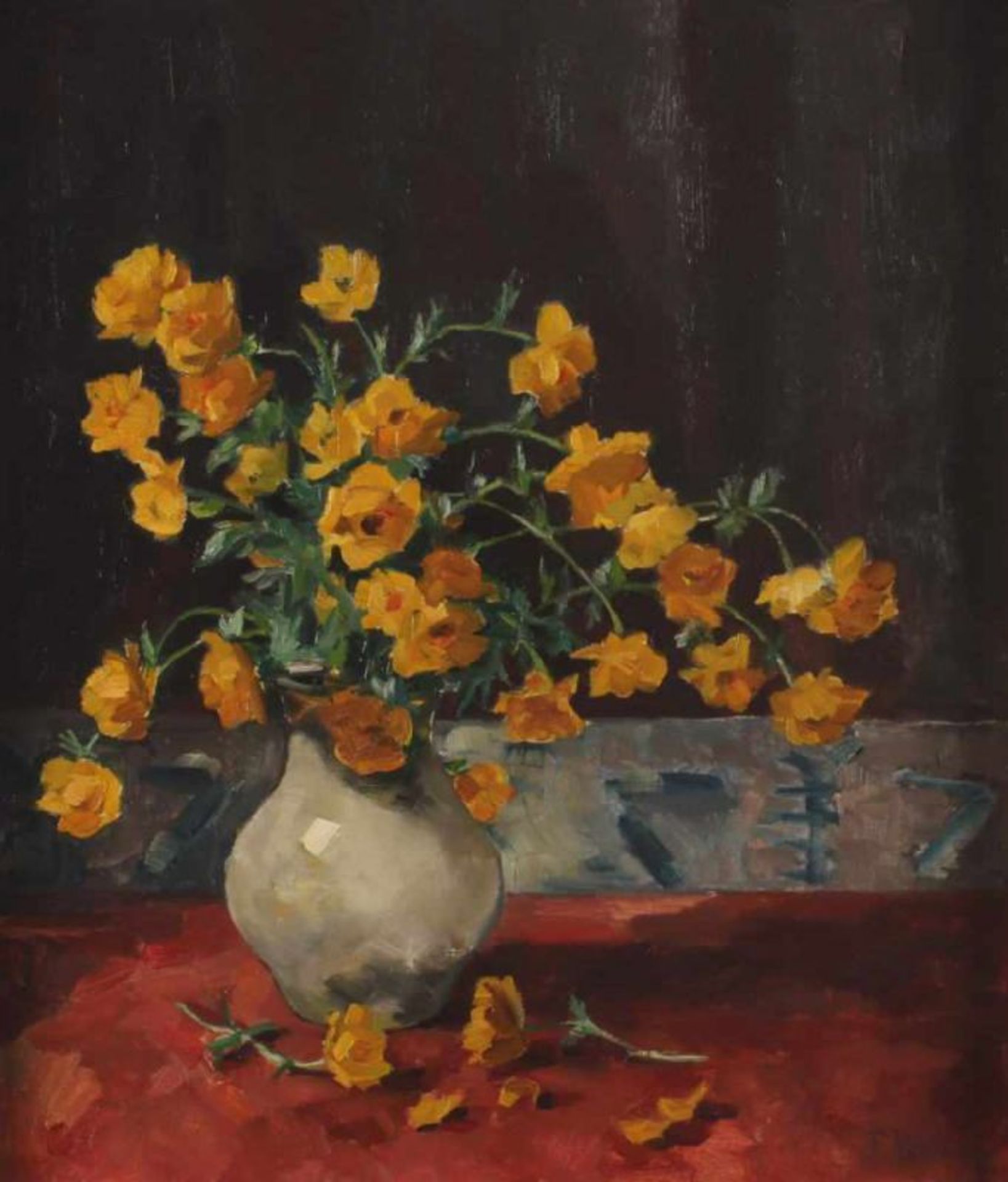 Kostinsky, Fernande (1902 Oberstdorf - 1978, Stilllebenmaler), "Stillleben mit Butterblumen", Öl auf