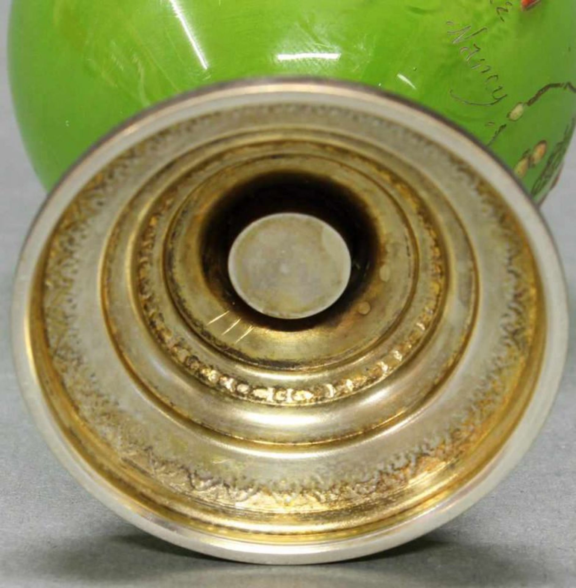 Vase, Emile Gallé, um 1890-1897, grün hinterfangenes Glas, Fuchsien in Email- und Goldfarben, auf - Image 5 of 5