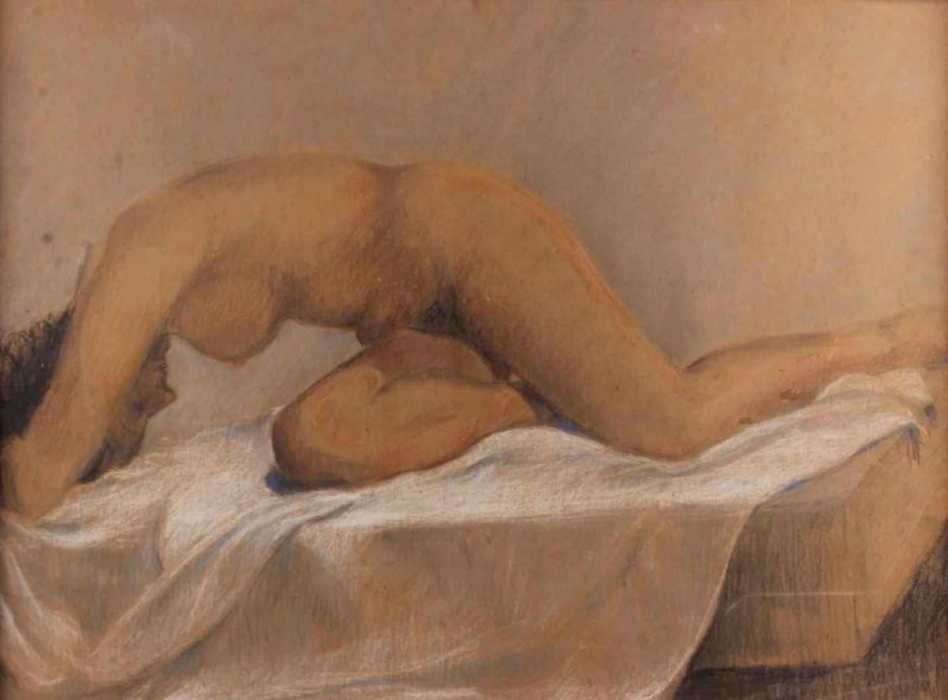 Unbekannter Künstler (1. Drittel 20. Jh.), Farbkreidezeichnung, "Weiblicher Akt", ca. 65 x 88 cm,
