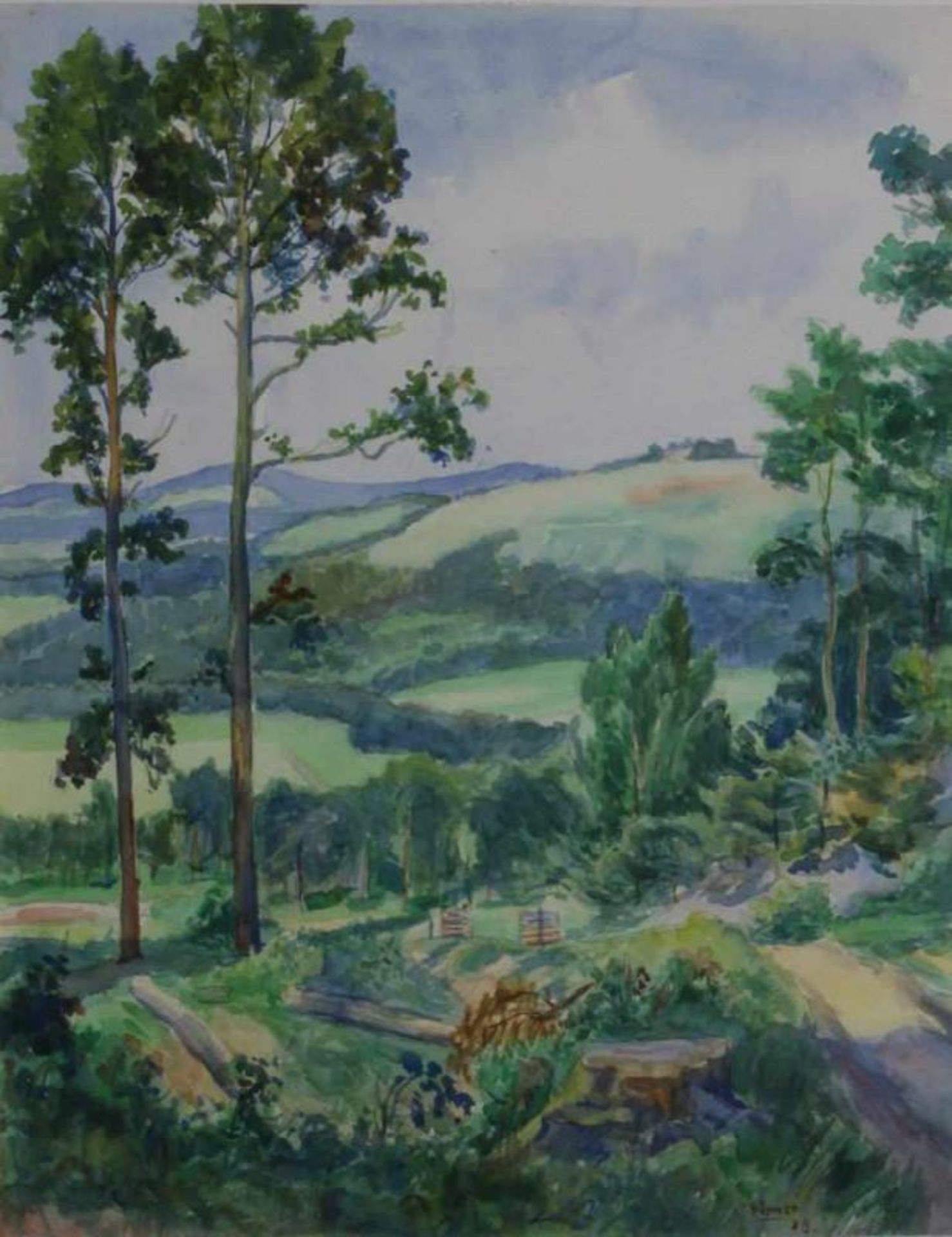 Börner, Paul Ernst (1891 Großröhrdorf - 1964 Stuttgart), Aquarell, "Im Welzheimer Wald bei