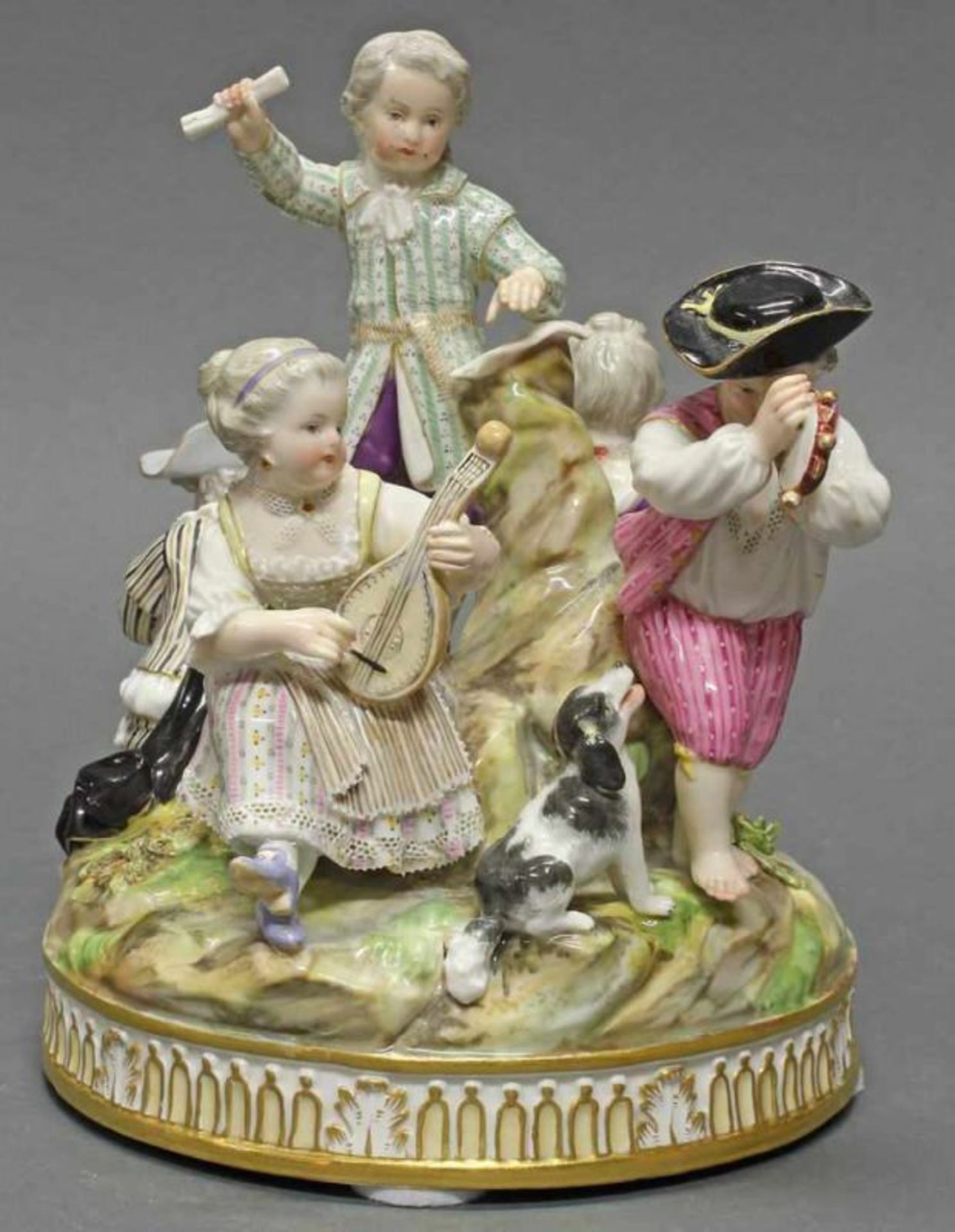 Porzellangruppe, "Fünf musizierende Kinder", Meissen, Schwertermarke, 1850-1924, 1. Wahl,