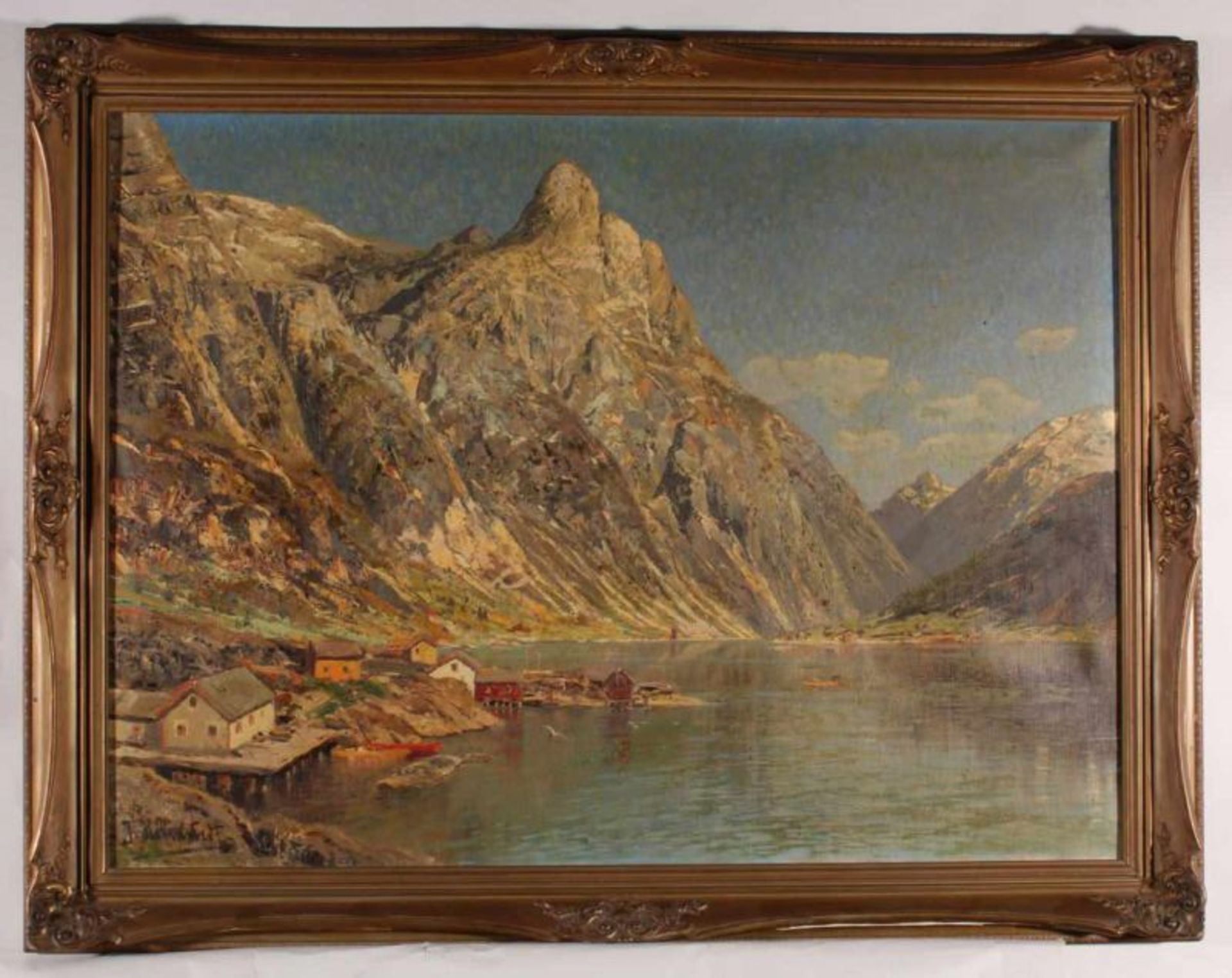 Holmstedt, Johann (1851 Schweden - 1929, Landschaftsmaler), "Norwegische Fjordlandschaft", Öl auf - Image 2 of 4