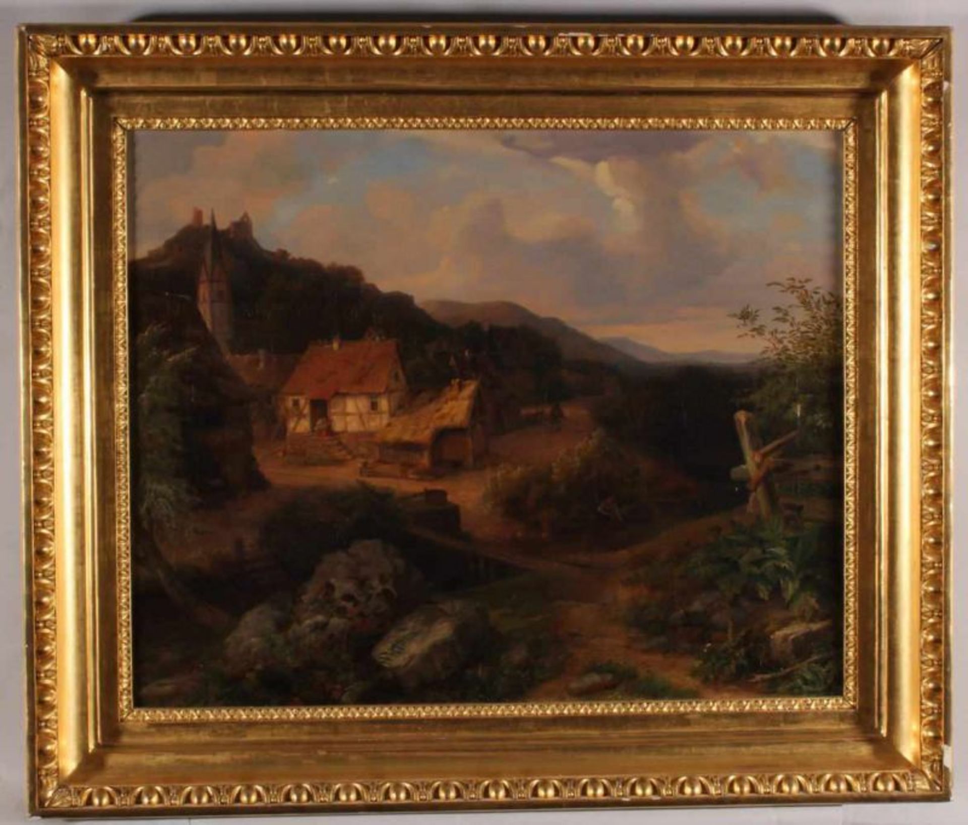 Kleinsch..., Marie (19. Jh.), "Blick auf eine alte Stadt im Taunus", im Hintergrund links eine - Image 2 of 4