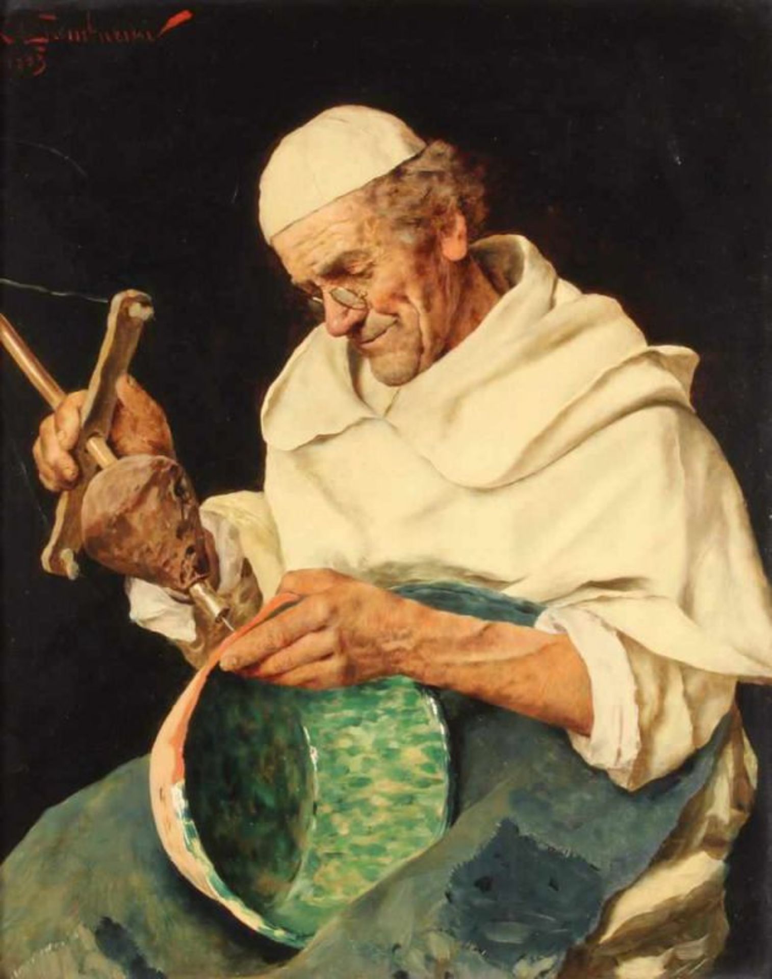 Tamburini, Arnaldo (1843 Florenz - 1908, in Florenz tätiger Genre- und Bildnismaler), "Mönch mit