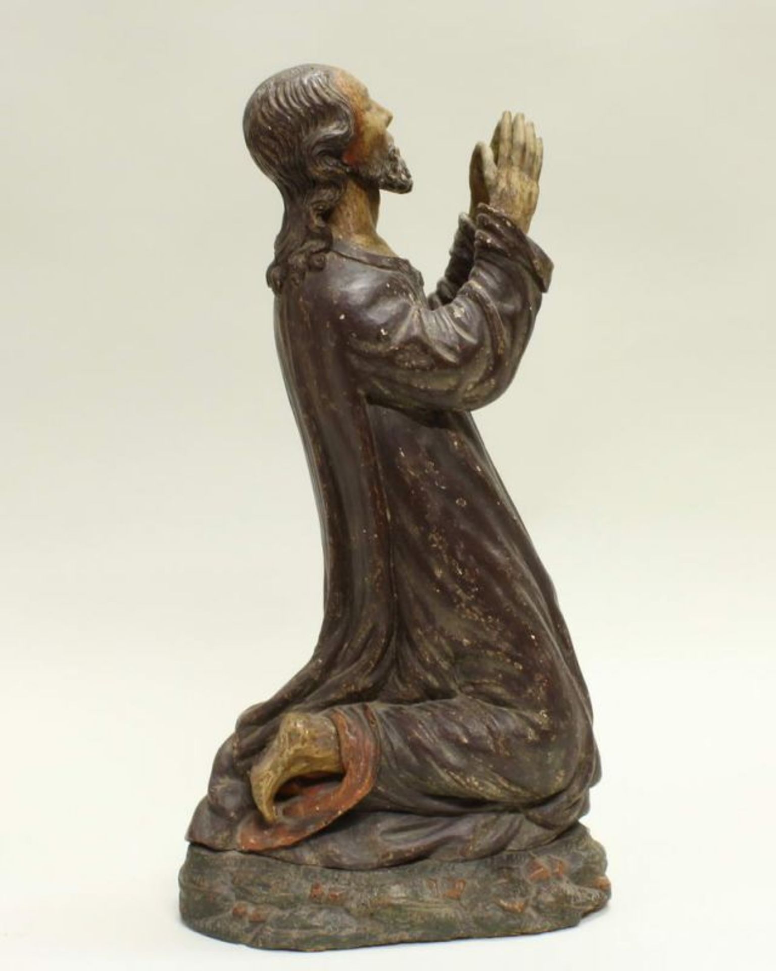 Skulptur, Holz geschnitzt, "Christus am Ölberg", 49 cm hoch, 16. Jh., mit späterer Fassung, leicht - Image 5 of 6