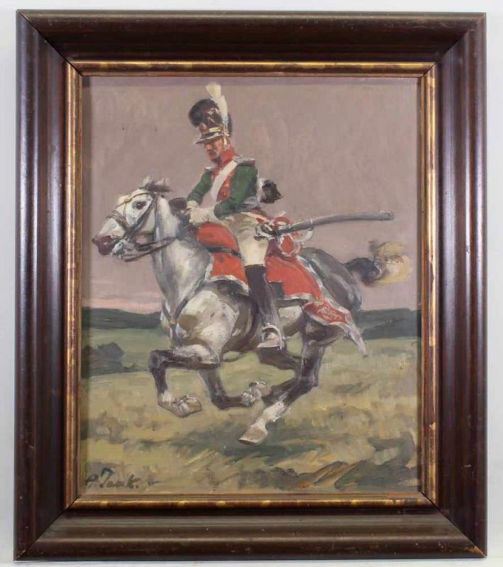 Jank, Angelo (München 1868 - 1940), "Uniformierter Reiter", Öl auf Leinwand, signiert unten rechts - Image 2 of 4