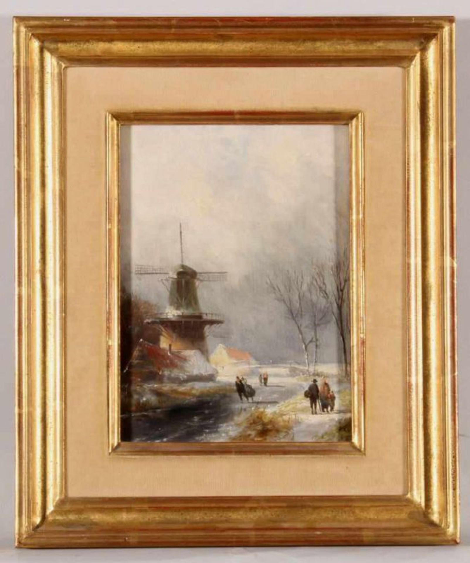 Morel, Jan Evert d.J. (Amsterdam 1835 - 1905 Weesp, Landschaftsmaler), "Eisvergnügen an der - Image 2 of 4