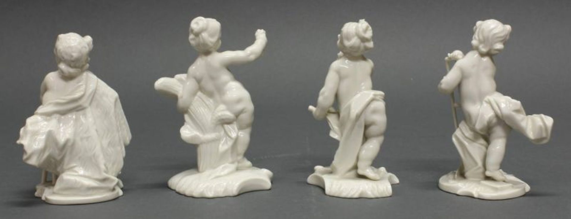 4 Porzellanfiguren, "Jahreszeiten", Nymphenburg, Modellnummern 93, 265, 417, 669, Weißporzellan, - Image 2 of 2