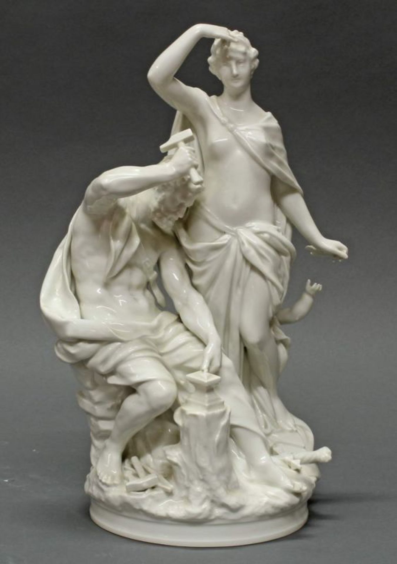 Porzellangruppe, "Vulkan, Venus und Amor", KPM Berlin, Modellnummer 720 A, Weißporzellan, 34.5 cm