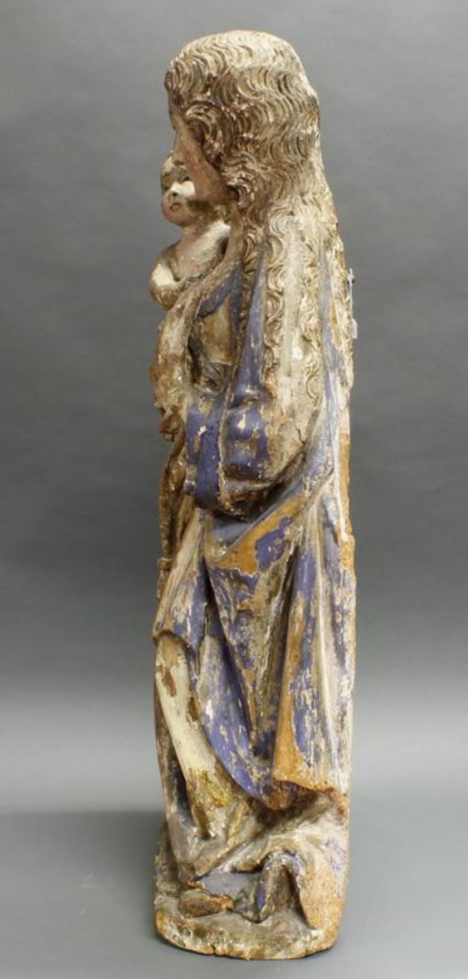 Skulptur, Holz geschnitzt, "Maria lactans", wohl Moselländisch, 2. Hälfte 15. Jh., 109 cm hoch, - Image 6 of 9