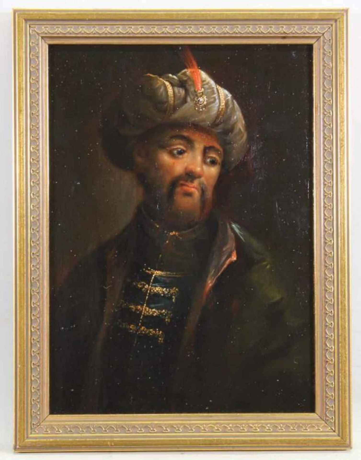 Genremaler (19. Jh.), "Porträt eines Mannes mit Turban", Öl auf Holz, im Stil des 17. Jh., 22.5 x 16 - Image 2 of 3