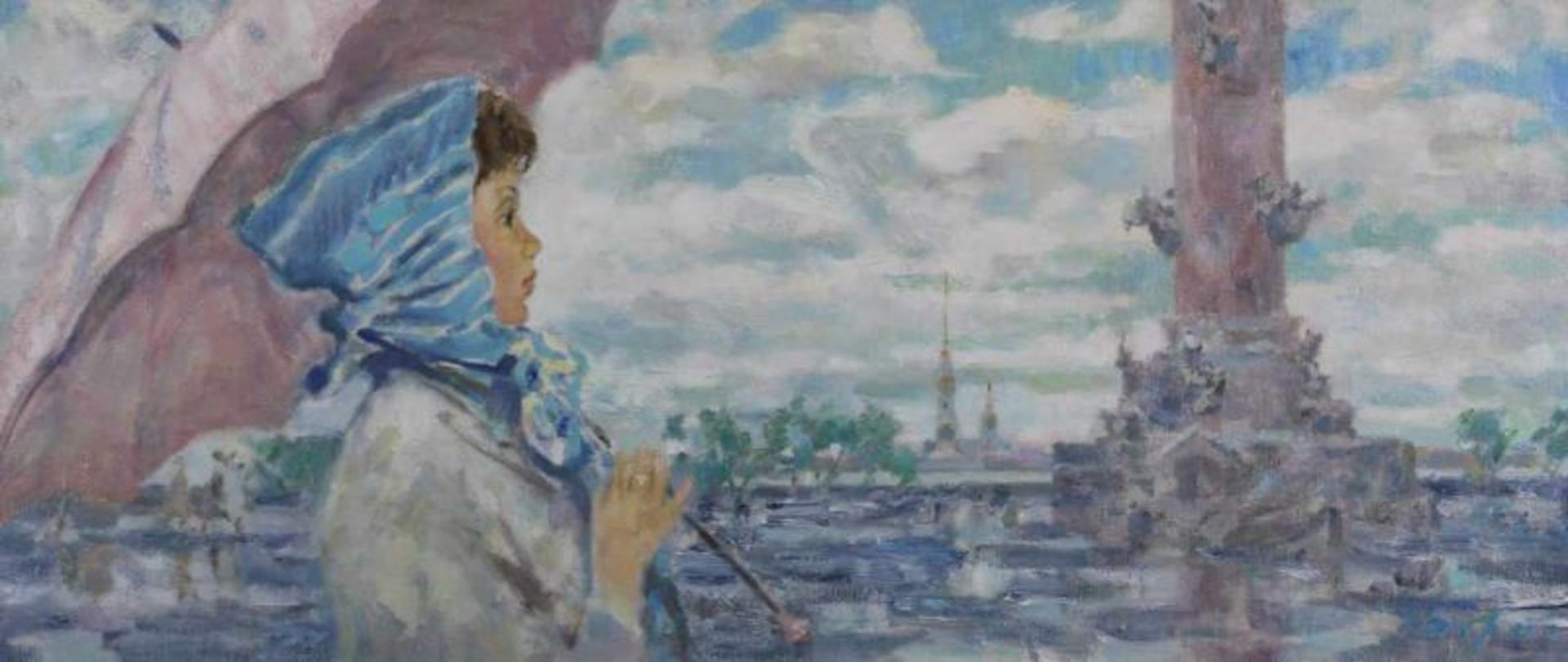 Bernadsky, Guennady (geb. 1956 Russland, Genremaler), "Junge Frau in Moskau", Öl auf Leinwand,