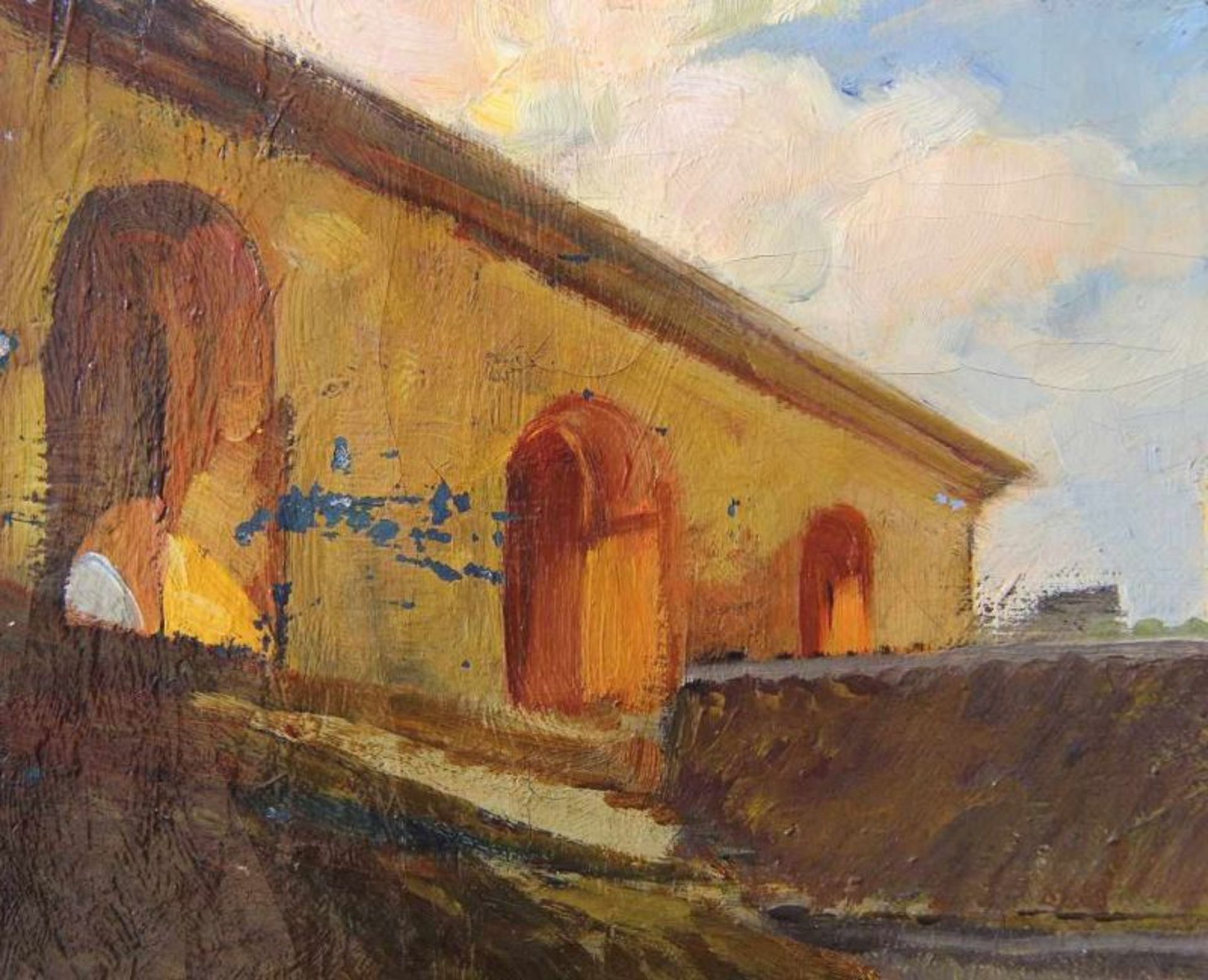 Deutscher Maler des 19. Jhd. Gemälde, Öl auf Leinwand, Blick aus einem italienischen Hinterhof auf - Image 3 of 4