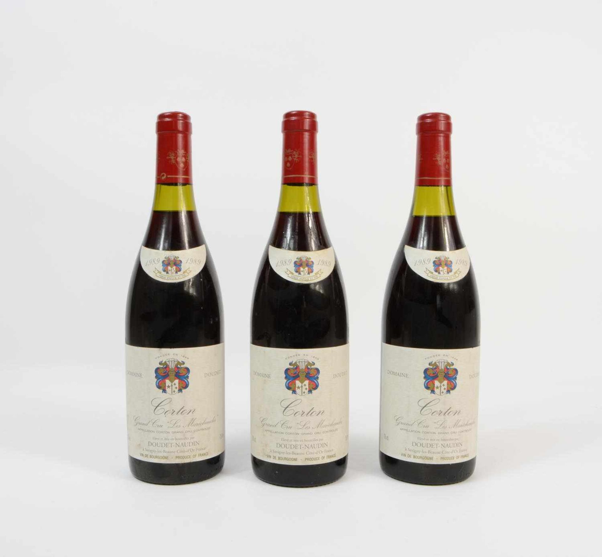 3 Flaschen Corton Grand Cru Les Maréchaudes 1998Doudet-Naudin, Savigny-les-Beaune Côte d'Or,