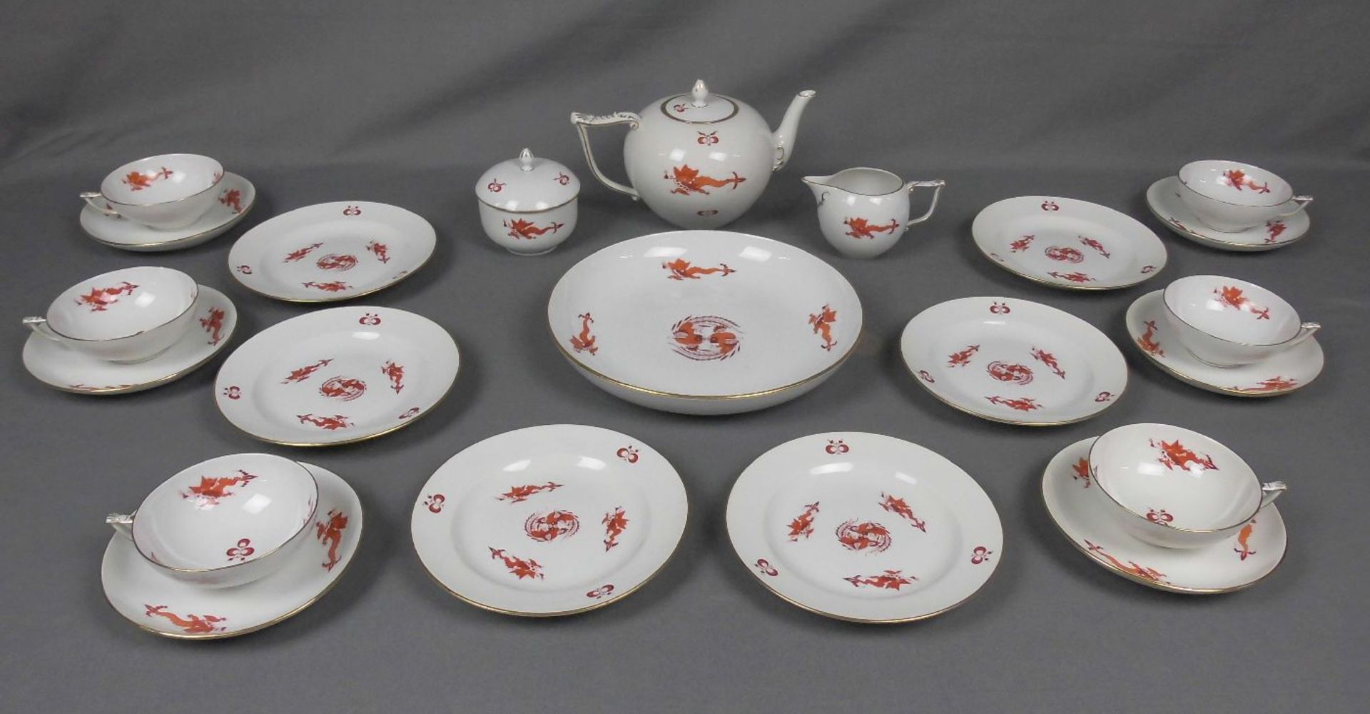 TEE - SERVICE für 6 Personen / tea set, Porzellan, Manufaktur Meissen, unterglasurblaue