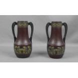 VASEN - PAAR / pair of vases, Keramik, Jugendstil, um 1900, unter dem Stand gemarkt mit Serien- oder