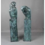ANONYMUS (Bildhauer / Animalier des 20. Jh.), Skulpturenpaar / sculptures: "Papageien / Aras",