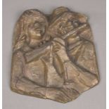 KRAUTWALD, JOSEPH (1914-2003), Relief: "Singendes Mädchen und Flöte spielender Knabe /