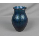 VASE / vase, Glashütte Schott - Zwiesel, aus der Serie "Arte Nova" 1975. Dickwandiges blaues Glas