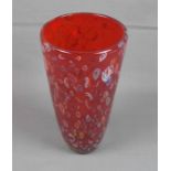MILLEFIORI - VASE / vase, Murano Glas, konische Wandung auf Rundstand mit breiter Mündung, rot
