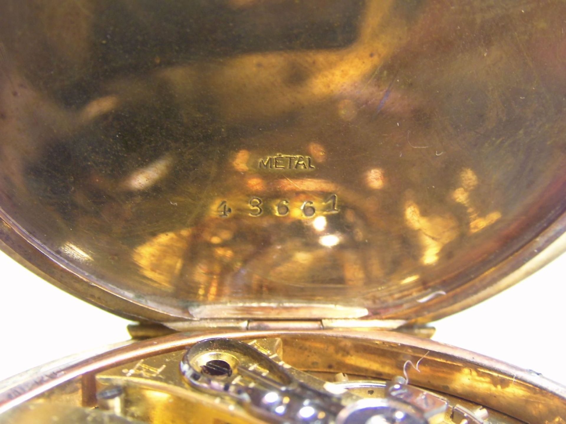 TASCHENUHR / pocketwatch, 14 kt. Gold, Staubdeckel Metall. Weißes Zifferblatt, kleine Sekunde bei - Image 5 of 7