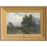 WEILAND, JOHANNES (Vlaardingen 1856-1909 Den Haag), Gemälde / painting: "Landschaft mit Weiher und
