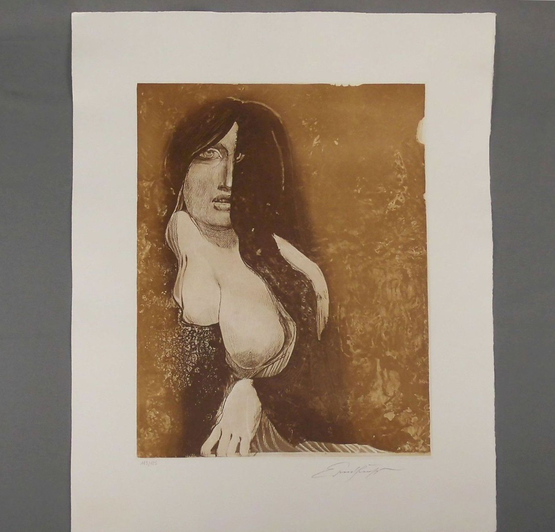 FUCHS, ERNST (geb. 1930 in Wien), Radierung auf Bütten / etching: "Phantom-Lady", mit Bleistift u.