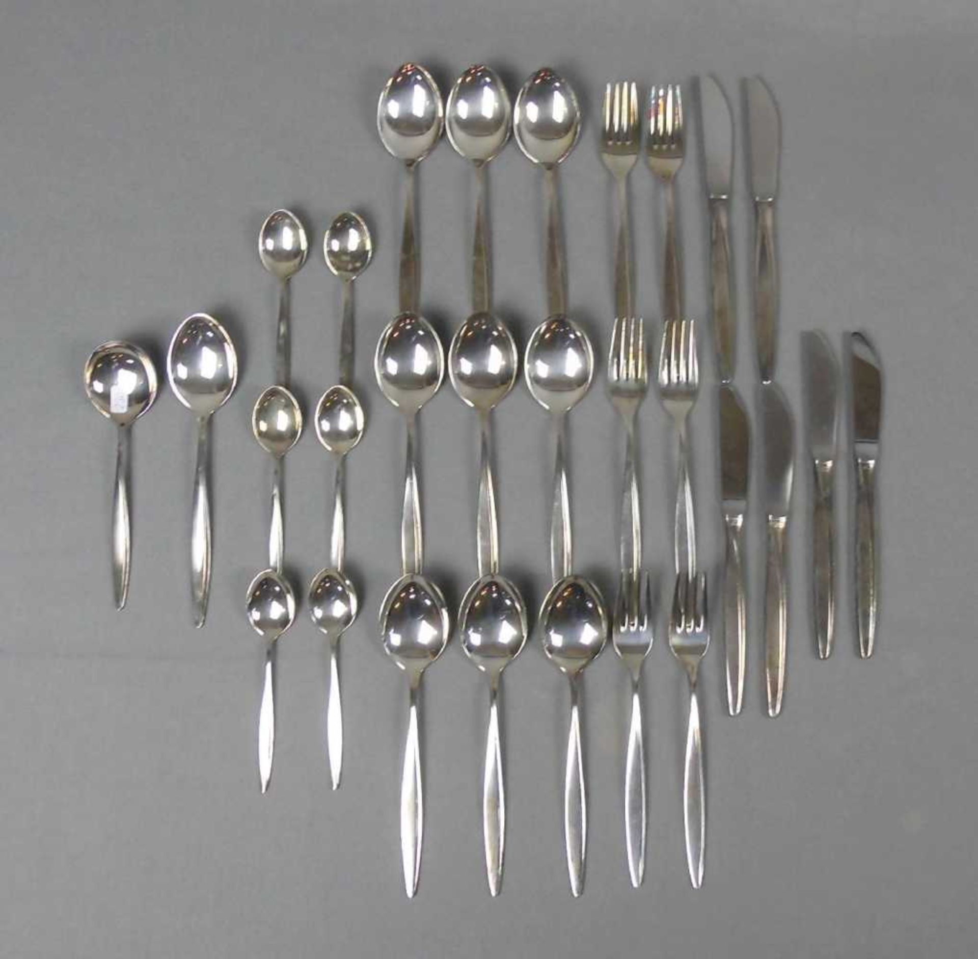 SPEISE - BESTECK / cutlery, WMF, 800er Silber (Gewicht ohne Messer: 1173 g, mit Messer: 1481 g).