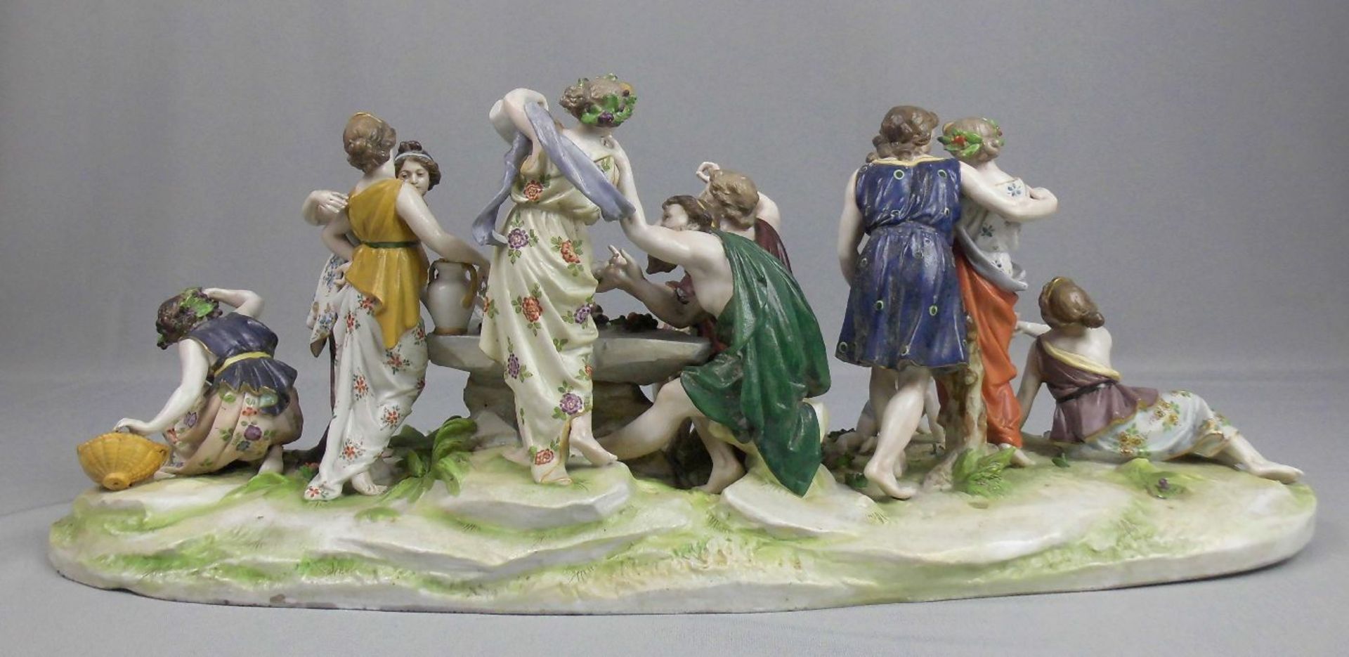 GROSSE FIGURENGRUPPE "BACCHANAL" / porcelainfigures, Porzellan, gemarkt in Anlehnung an Ludwigsburg, - Image 8 of 11